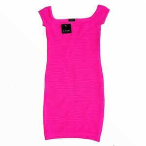 NWT BLQ.MKT HOT PINK CAP SLEEVE BODYCON DRESS SZ. OSFM